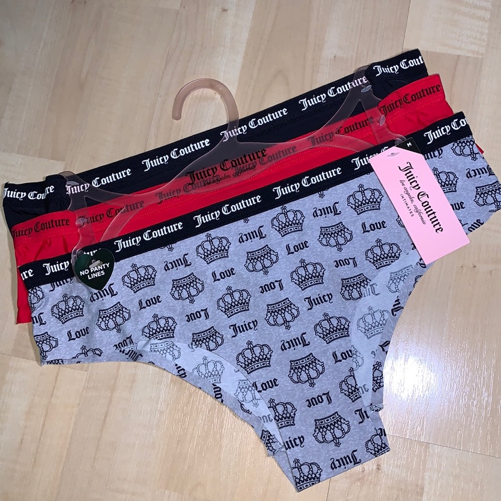 JUICY COUTURE CHEEKY Laser Cut Peak a boo back Panty 3 set